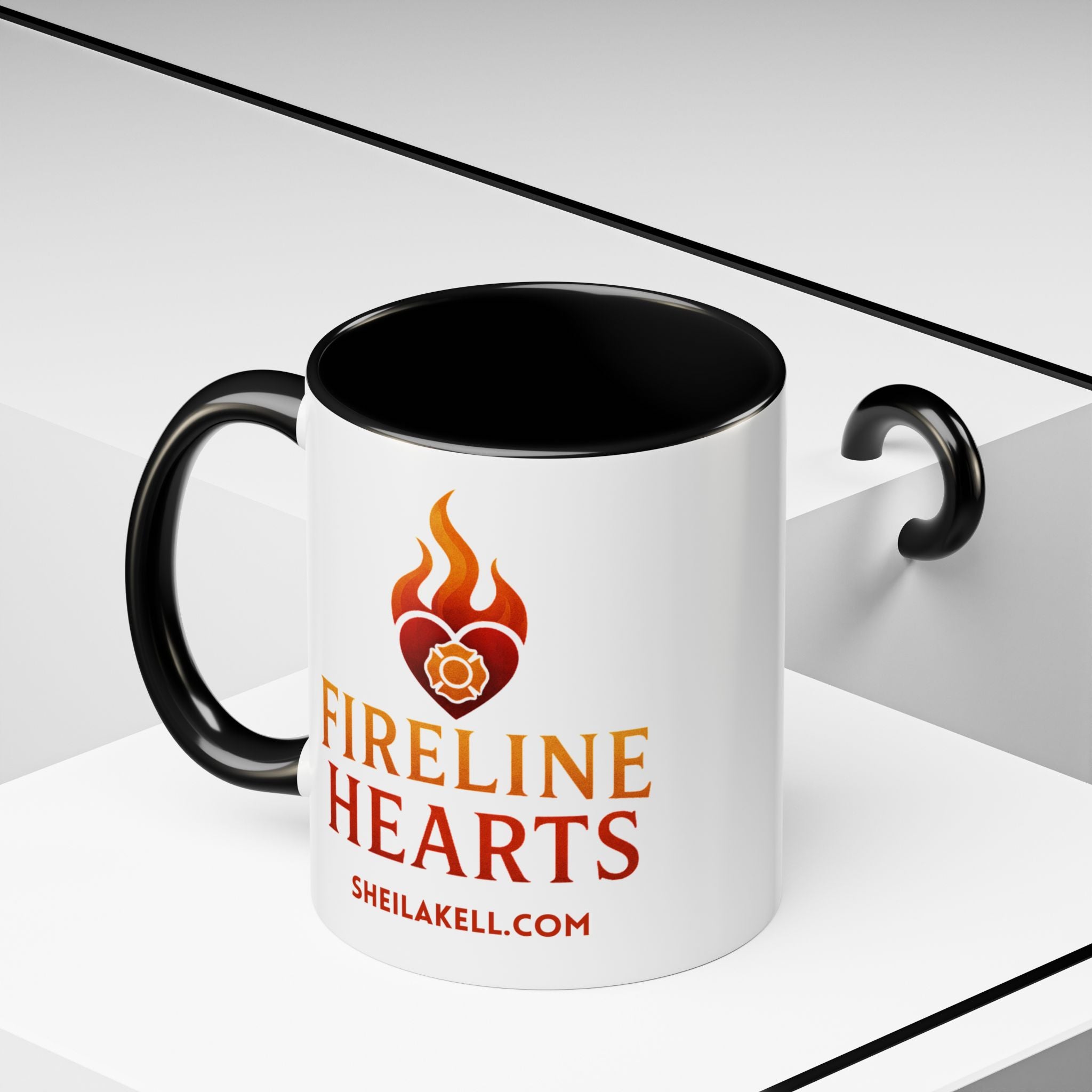 Fireline Hearts Accent Coffee Mug — Logo Coffee Cup (11/15oz)