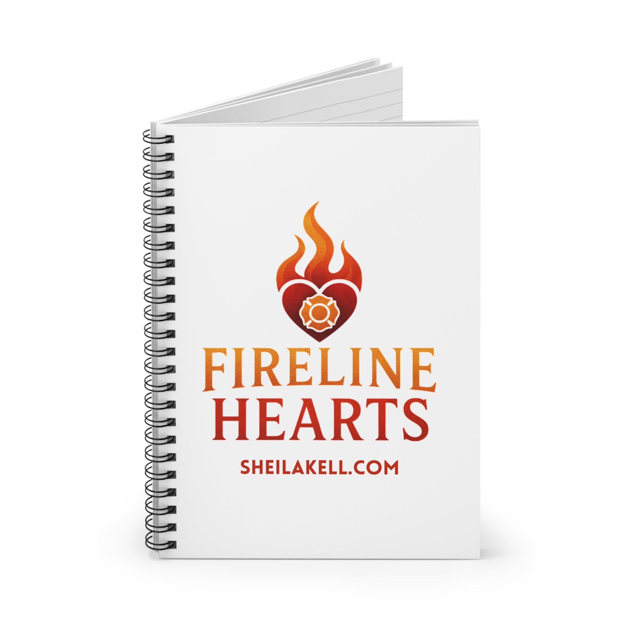 Fireline Hearts Spiral Notebook — Branded Journal with Flame Heart Logo