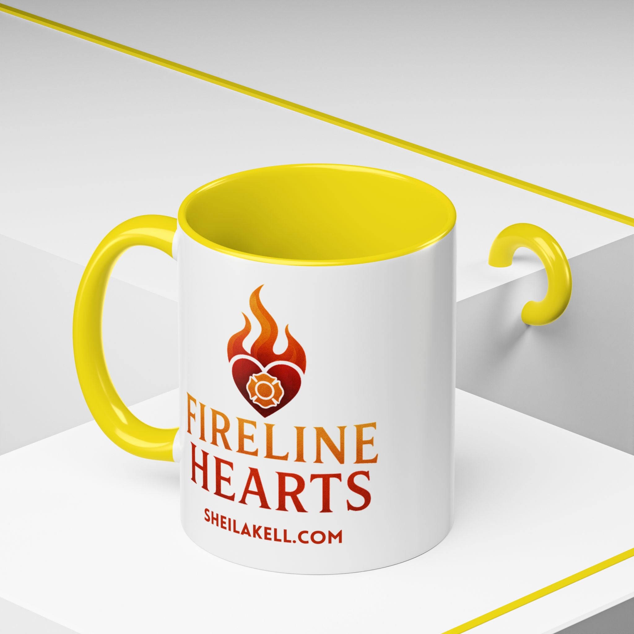 Fireline Hearts Accent Coffee Mug — Logo Coffee Cup (11/15oz)