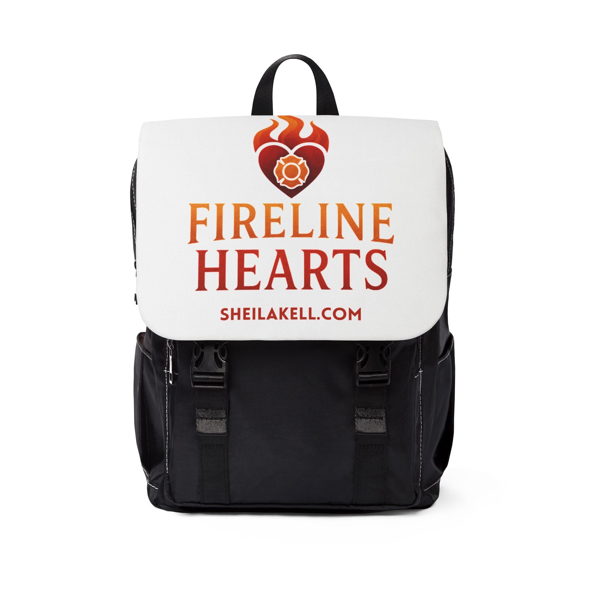 Fireline Hearts Shoulder Backpack — Fire-Themed Casual Bookbag (sheilakell.com)