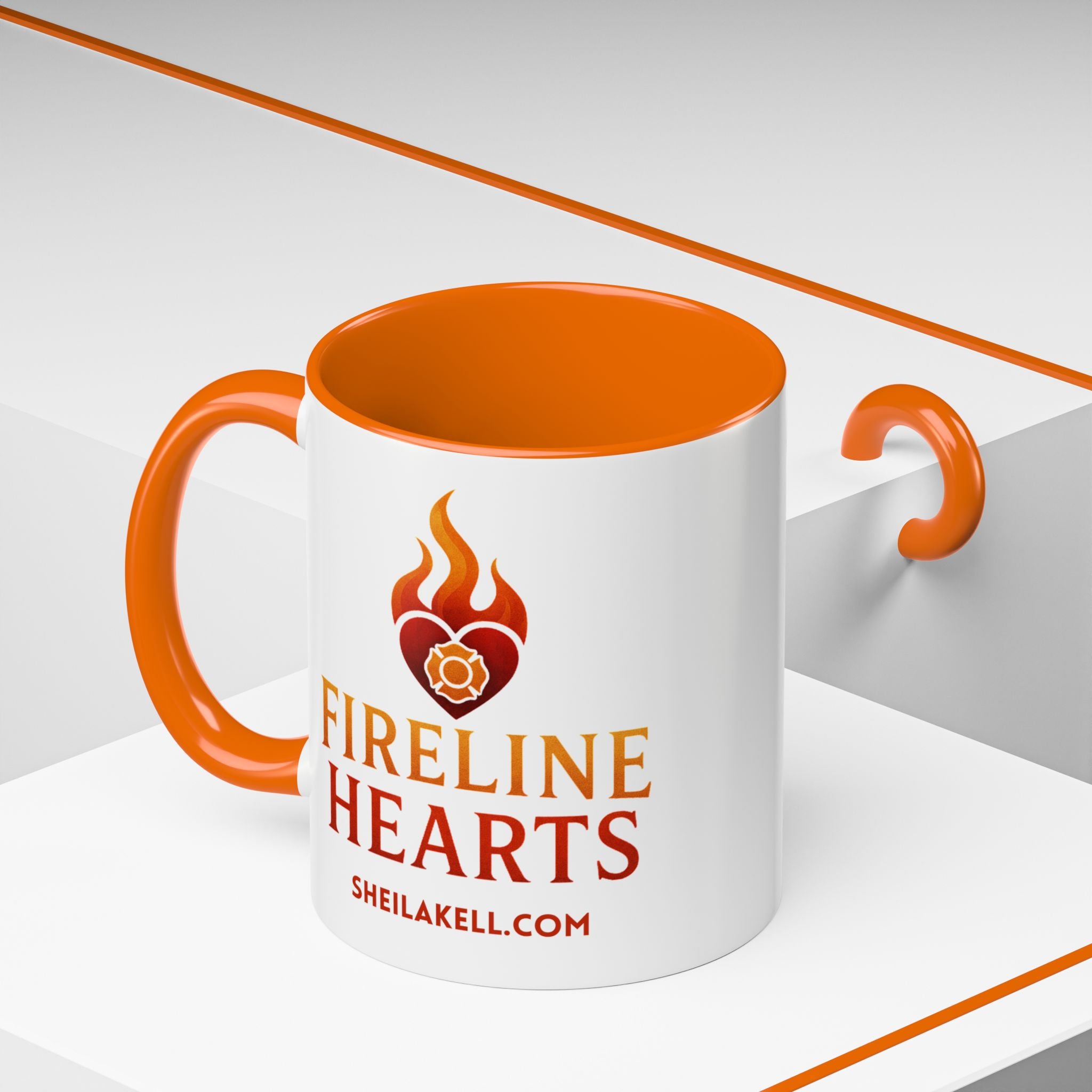 Fireline Hearts Accent Coffee Mug — Logo Coffee Cup (11/15oz)