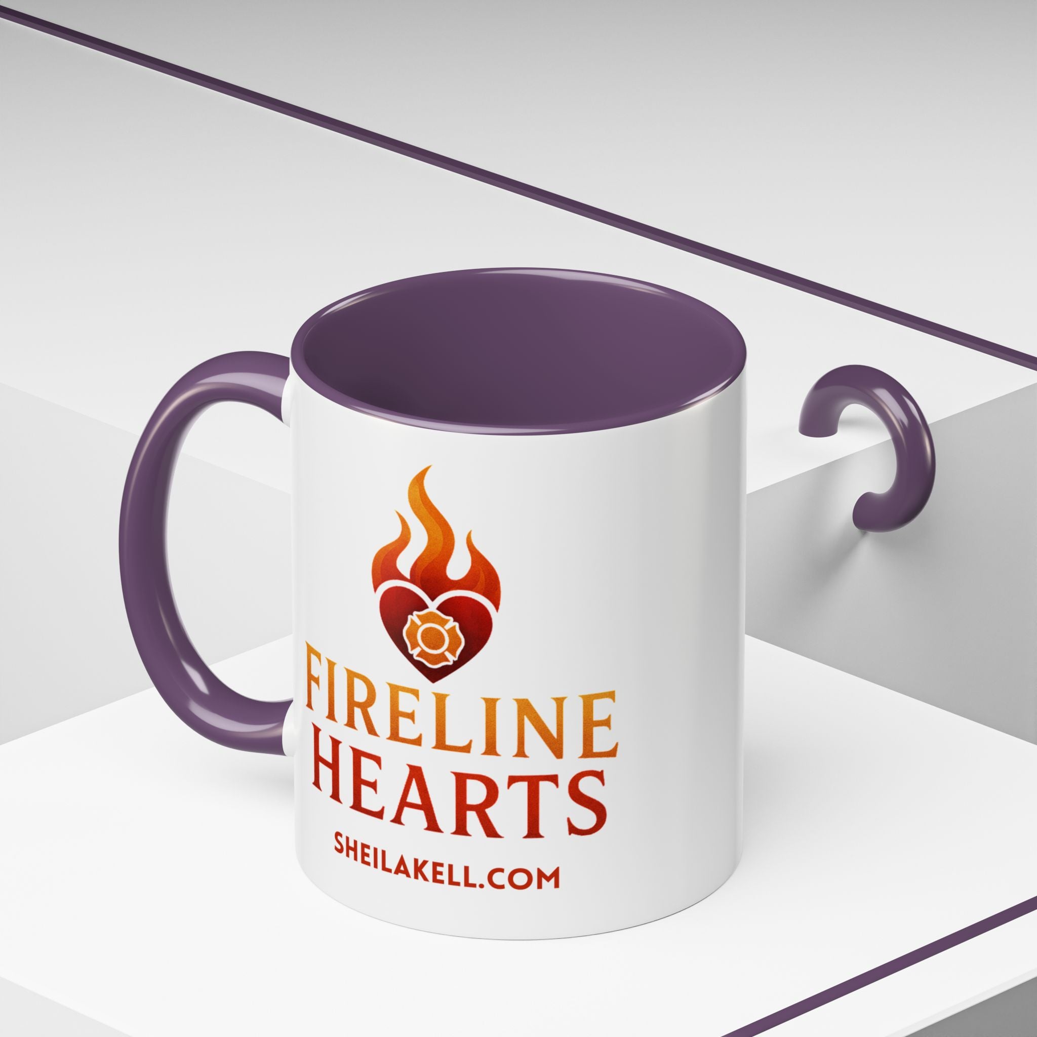 Fireline Hearts Accent Coffee Mug — Logo Coffee Cup (11/15oz)