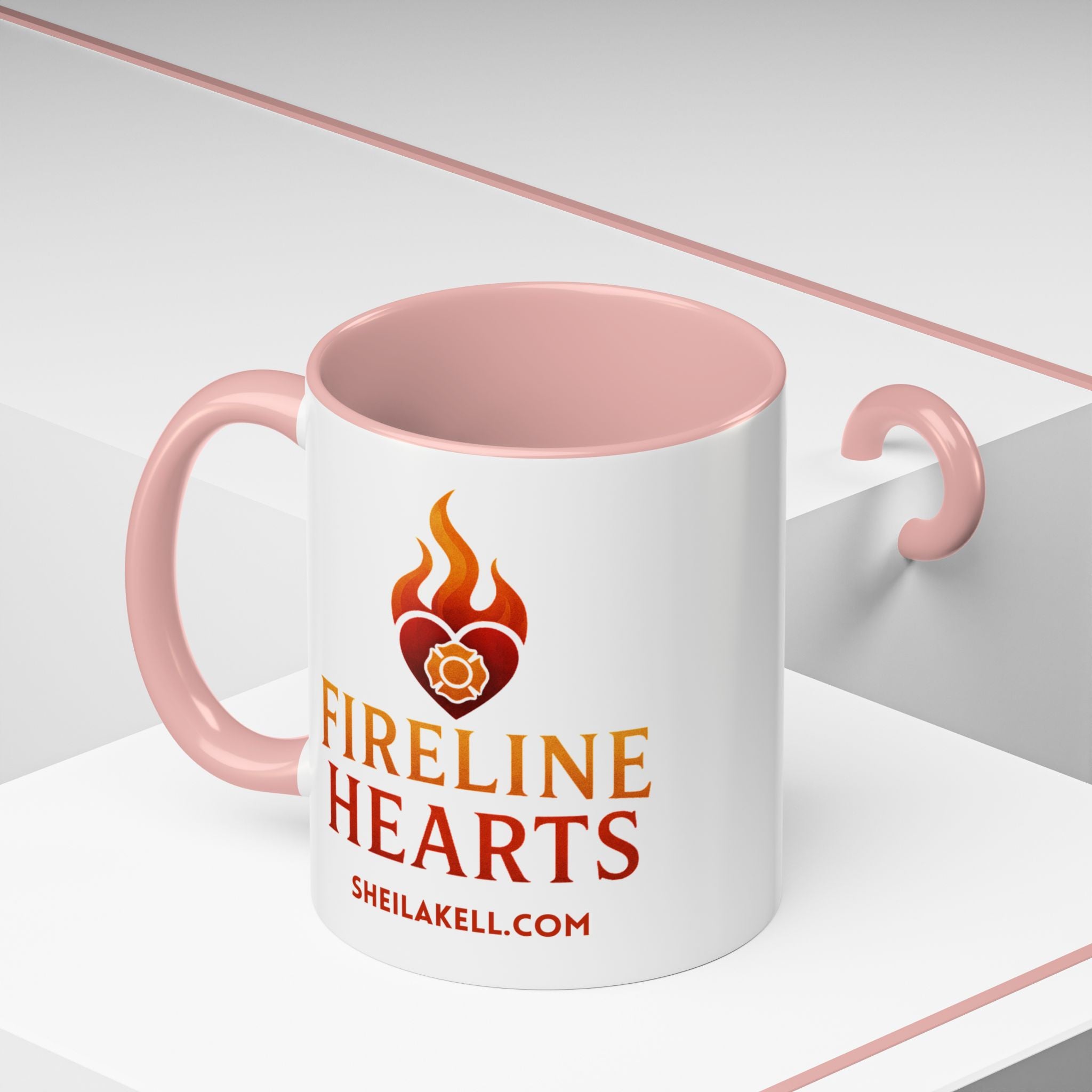 Fireline Hearts Accent Coffee Mug — Logo Coffee Cup (11/15oz)