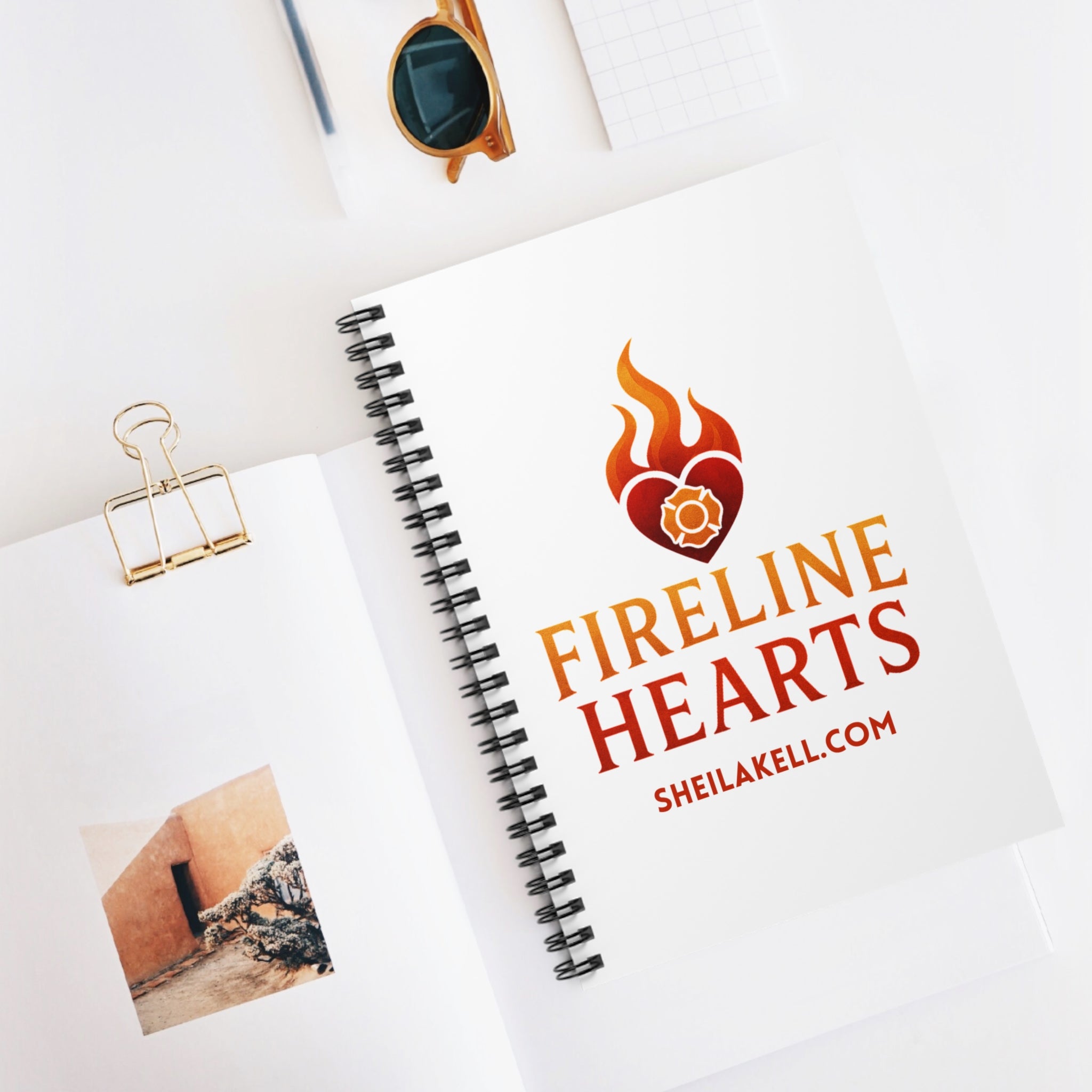 Fireline Hearts Spiral Notebook — Branded Journal with Flame Heart Logo